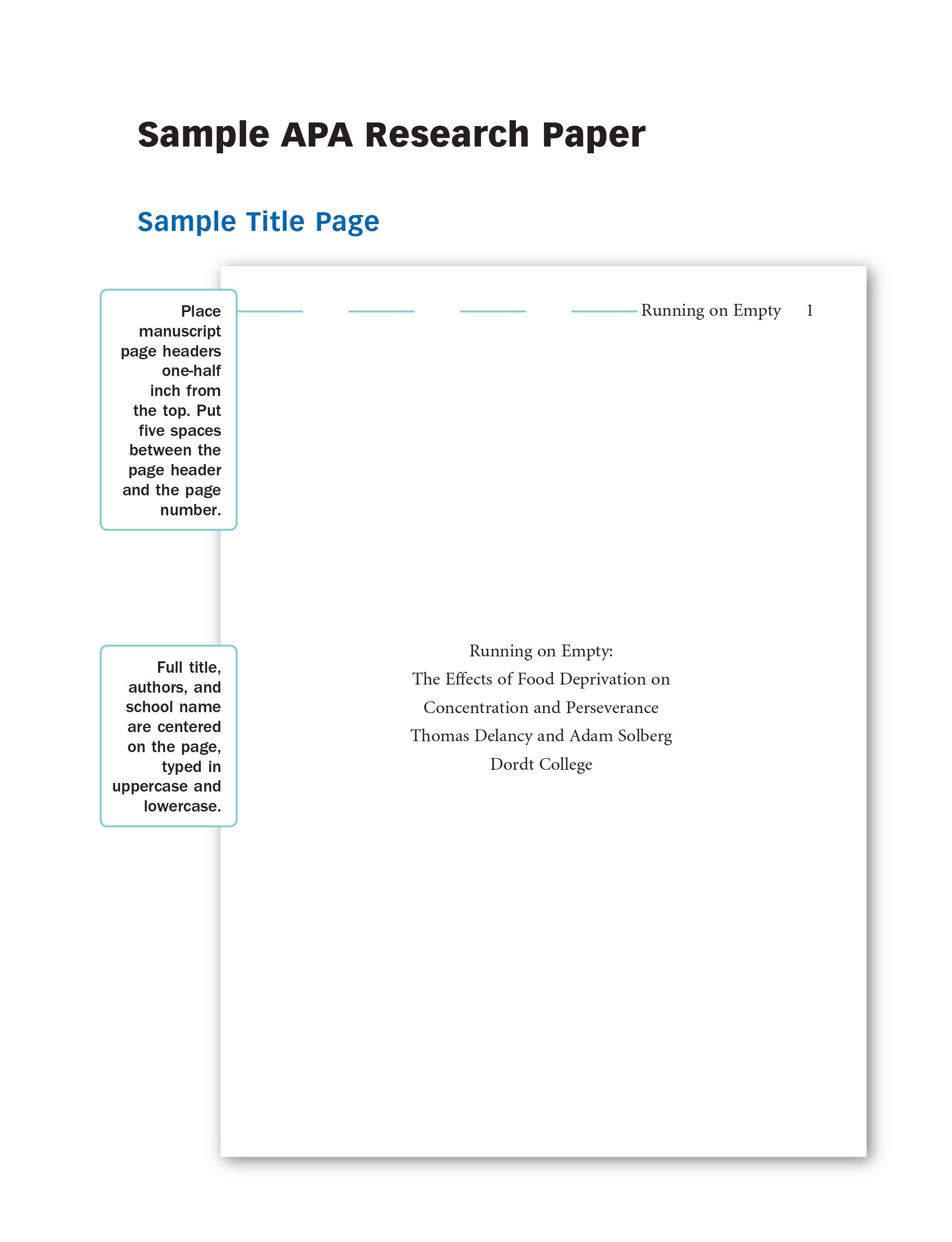 apa format for title page of research paper